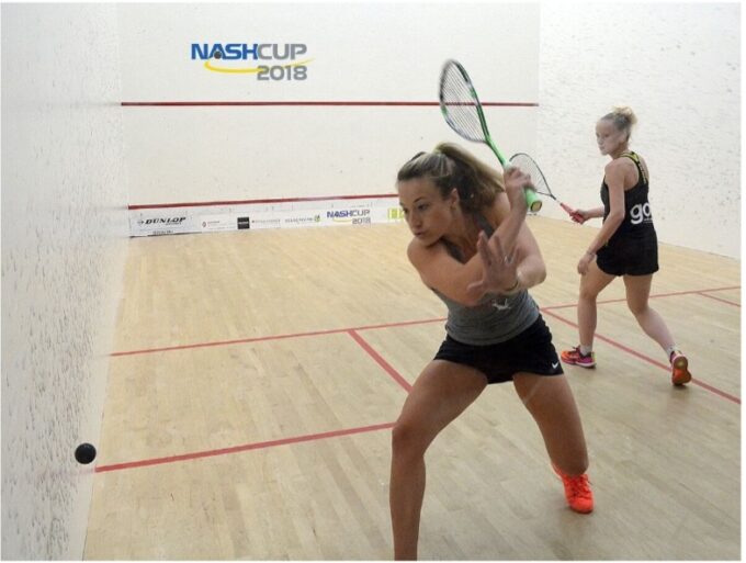 Olivia Fiechter playing Emily Whitlock Nash Cup Squash Tournament