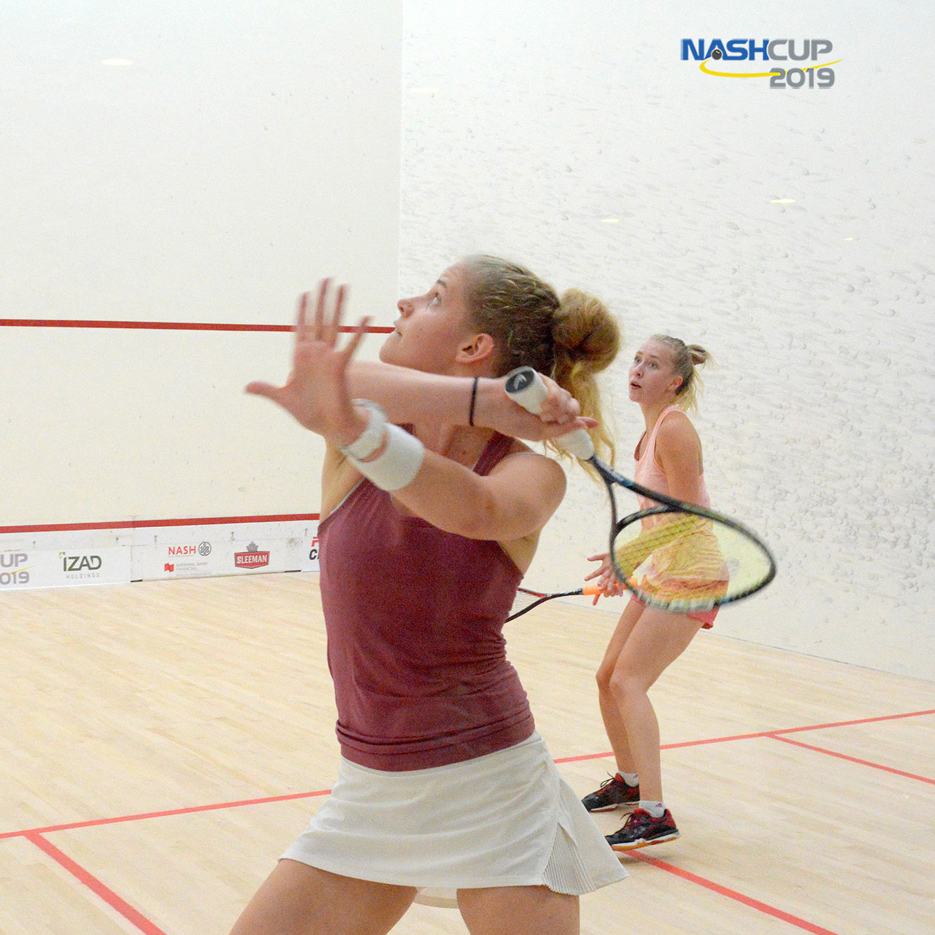 Cindy Merlo (SUI) playing Emilia Soini (FIN) in the quarter finals of the 2019 NASH Cup.|Pro/AM Doubles competition